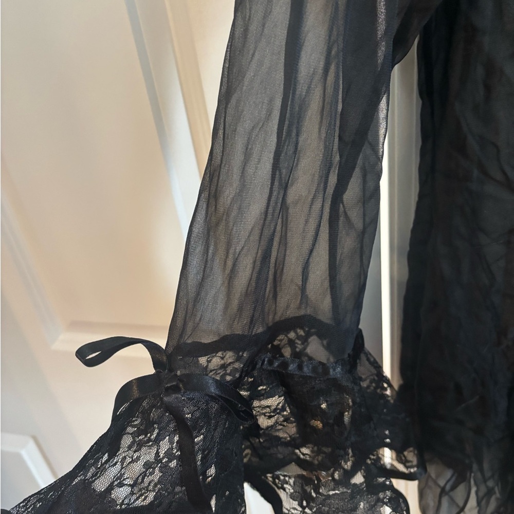 Chic Sheer Black Lace Robe - Picture 4 of 4